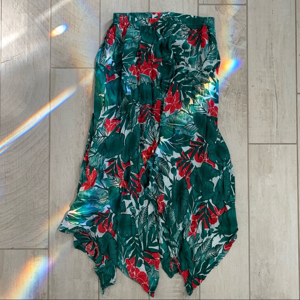 Blue ginger island style flowy teared skirt - XS